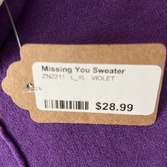 Zenana V-neck Center Seam Sweater w/ Ribbed Hem Line and Cuff Sleeve - Picture 4 of 5